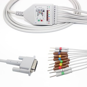 Philips 10-Lead Shielded EKG Cable AHA Din3.0 15 Pins Connector K1113N
