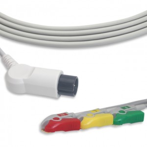 General/AAMI 6pins ECG Cable With 3 Leadwires, Angle Connector, IEC, G3201P
