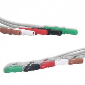 Europe style for Mindray/general 3 Lead One-piece Ecg Cable,6 Pins With Resistor,Pinch,Iec