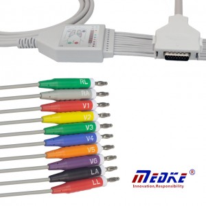 Fukuda Denshi 10-Lead Shielded EKG Cable AHA Banana4.0 15 Pins, K1103B