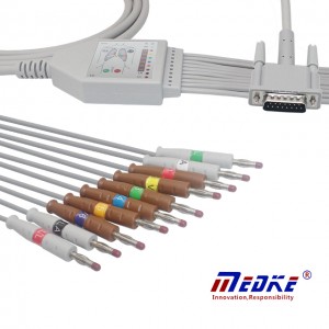 Wholesale Price Aha Iec Din Snap Ecg Ekg Eeg 3 Lead Holter Ecg Cable For Patient Monitor